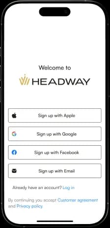 Foto ponsel dengan aplikasi trading Headway